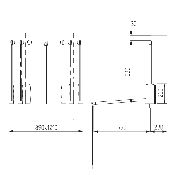 Пантограф алюминиевый 830-1150мм
