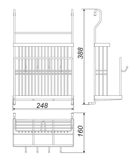 Полка навесная для ножей и досок ф. B(250*158*389)