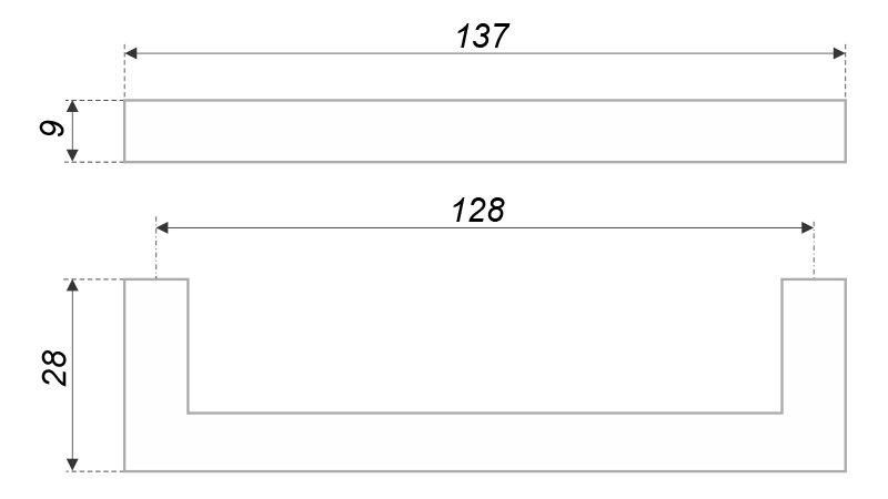 Мебельная ручка QUADRA, 128 мм,