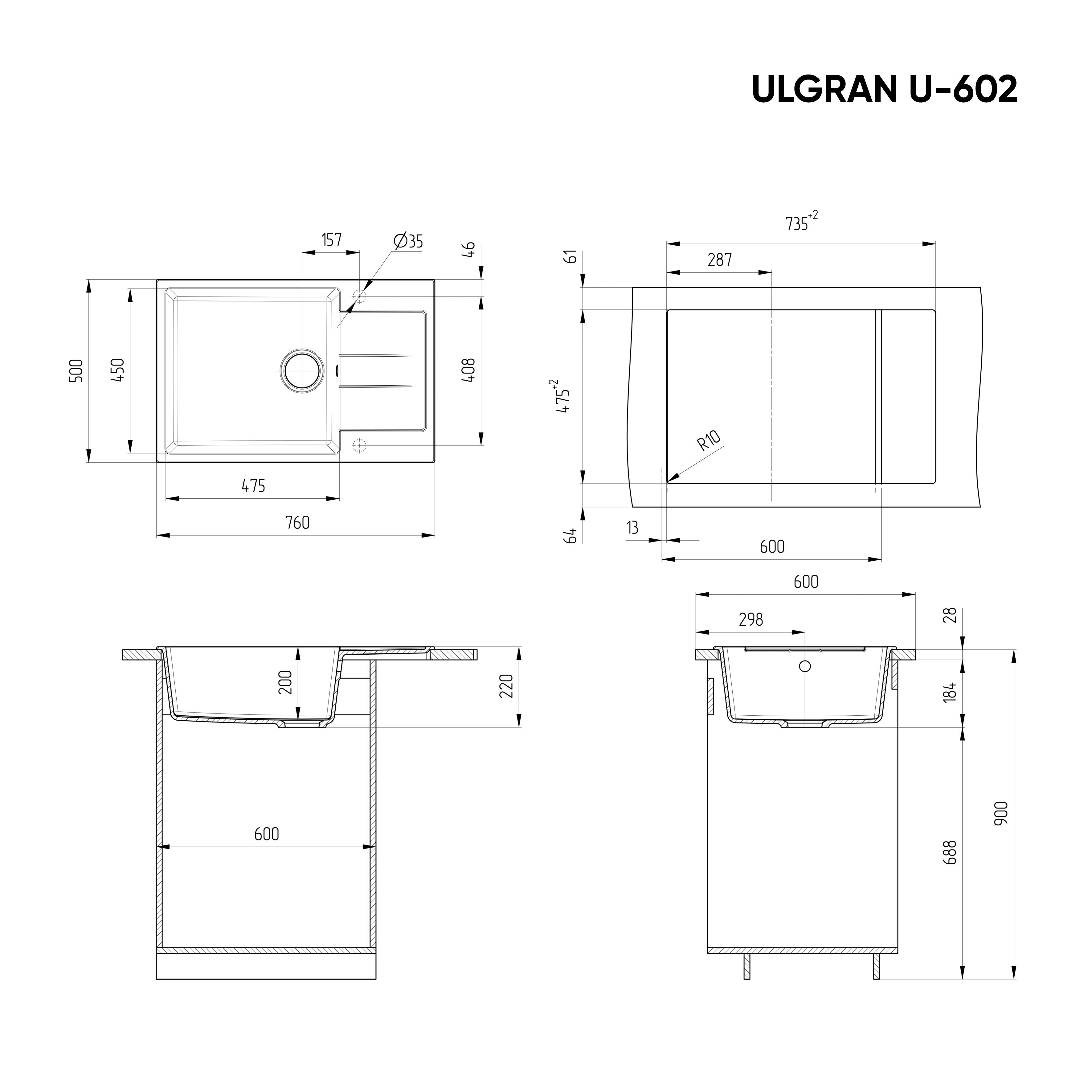 Мойка Ulgran Чёрный