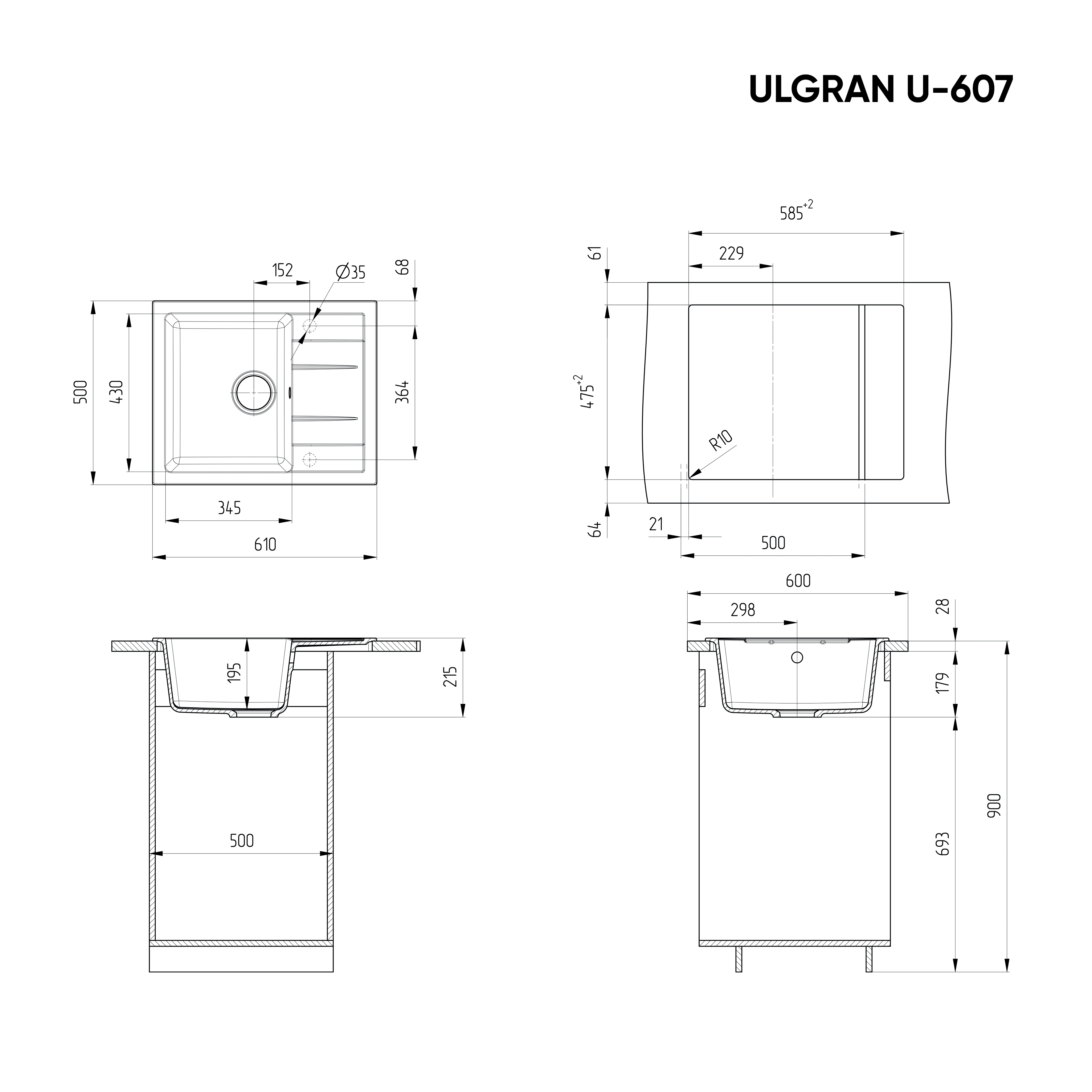 Мойка Ulgran Чёрный