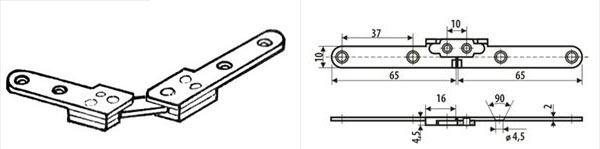 Петля ломберная, цинк