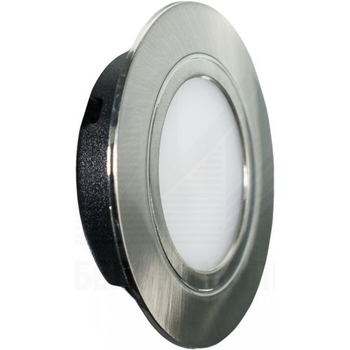04.112.08.409 Светильник LED меб. встраив. Polus, IP44, 220В, 4Вт, 4000К, перл. хром, 7LED,мат.ст. 160Лм, кабель 0.5, концы 6см+10мм луж.