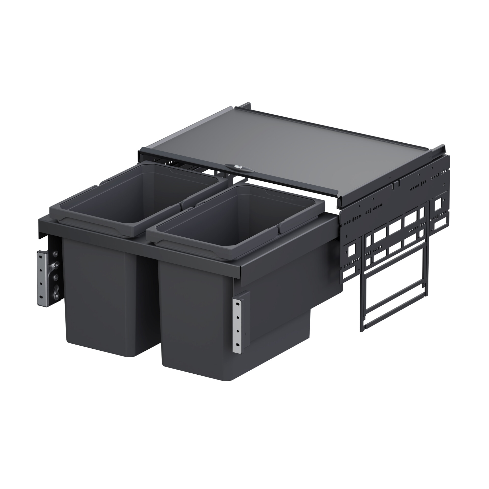 Выдвижная система сортировки VS Envi Space К600 с двумя ведрами,  LAVA GREY